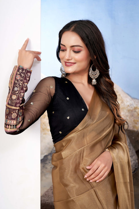 Elegant Black Full-Sleeve Sequined Blouse