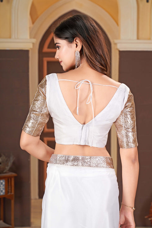 Elegant Gold Lampi Top White Blouse
