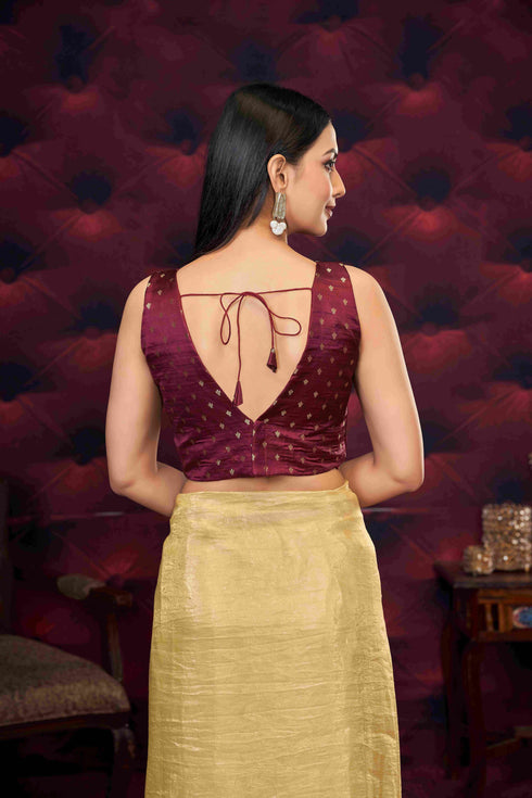 Maroon Blouse with an Golden design