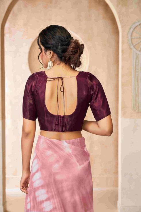 Rani Pink mirror work with Baby Pink Blouse