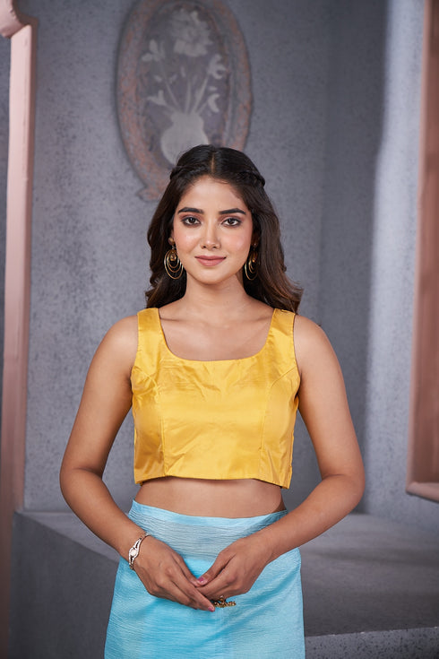 Yellow Plain sleeveless Blouse