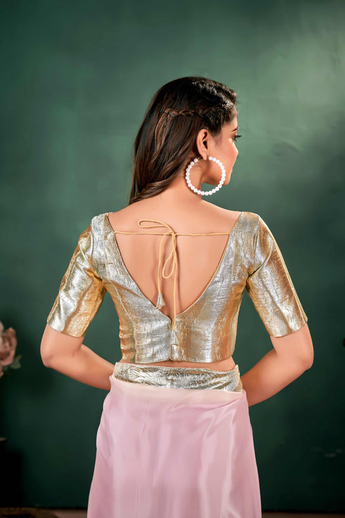 Golden & Sliver lampi border Lace Blouse Fabric