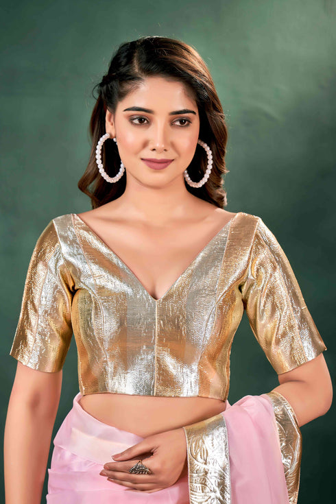 Golden & Sliver lampi border Lace Blouse Fabric