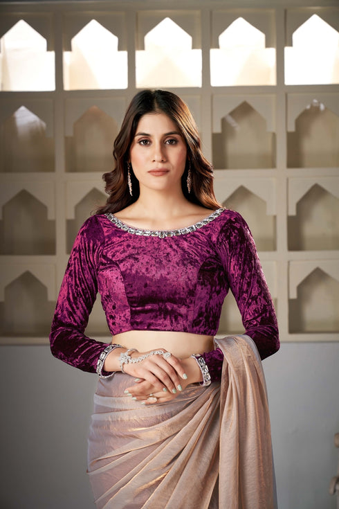 Blouse- Stretchy wine & Work Long Sleeve Blouse