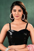 Black Sequin Bustier Blouse
