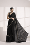 Black Crush Saree with Shimmer Border