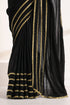 Black Pure Silk Saree with Golden Striped Border