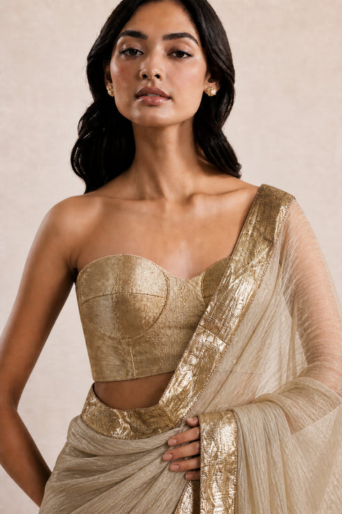 Gold Metallic Corset Blouse