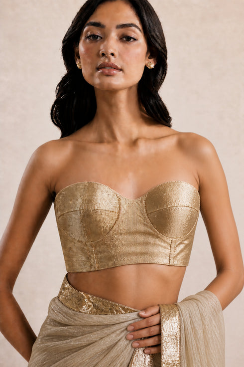 Gold Metallic Corset Blouse