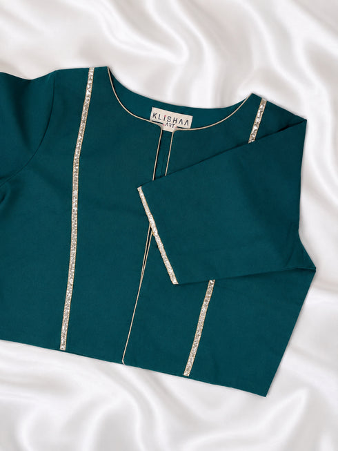 Teal Minimalist Designer Blouse