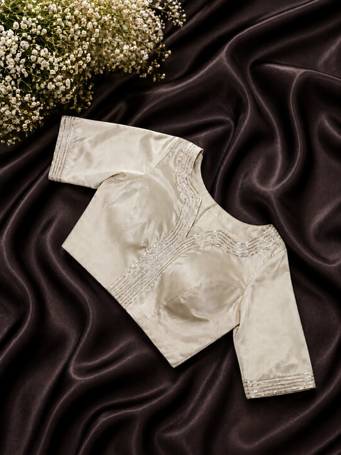 Ivory Embellished V-Neck Blouse