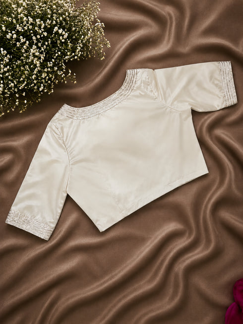 Ivory Embellished V-Neck Blouse