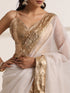 White Organza Saree with Golden Lampi Lace Border
