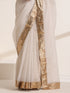 White Organza Saree with Golden Lampi Lace Border