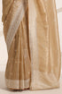 Golden Chiffon Embroidered Saree with Silver Border