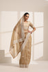 Golden Chiffon Embroidered Saree with Silver Border