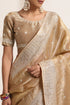 Golden Chiffon Embroidered Saree with Silver Border