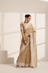 Golden Chiffon Embroidered Saree with Silver Border