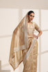 Golden Chiffon Embroidered Saree with Silver Border