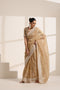 Golden Chiffon Embroidered Saree with Silver Border