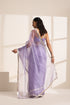 Purple Organza Saree with Silver Border