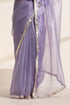 Purple Organza Saree with Silver Border