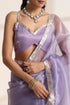 Purple Organza Saree with Silver Border