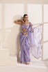 Purple Organza Saree with Silver Border