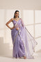 Purple Organza Saree with Silver Border