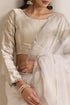 Ivory Crush Saree with Silver Border