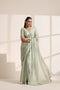 Light Green Silk Saree with Silver Border