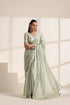 Light Green Silk Saree with Silver Border