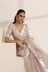 Cream Organza Saree with Silver Border