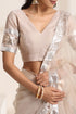 Cream Organza Saree with Silver Border