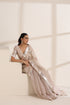 Cream Organza Saree with Silver Border