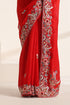 Red Pure Silk Saree with Colorful Embroidery