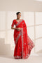 Red Pure Silk Saree with Colorful Embroidery