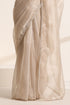 Cream Organza Saree with Pearl Border