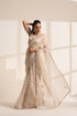 Cream Organza Saree with Pearl Border