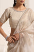 Cream Organza Saree with Pearl Border