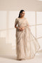 Cream Organza Saree with Pearl Border