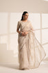 Cream Organza Saree with Pearl Border