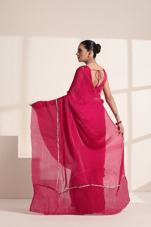 Wine Crush Saree with Shimmer Border