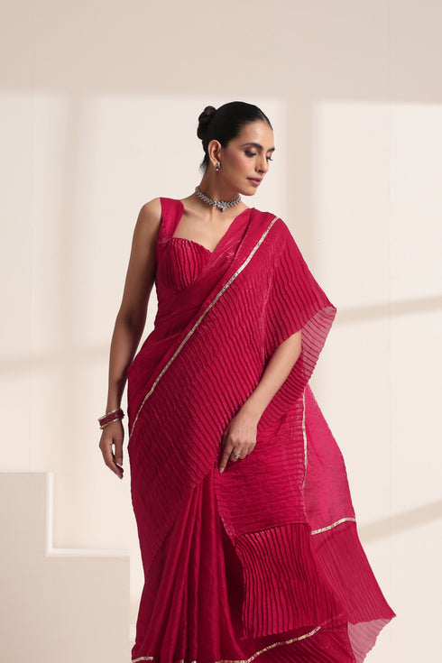 Wine Crush Saree with Shimmer Border