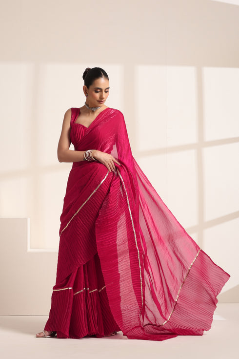 Wine Crush Saree with Shimmer Border