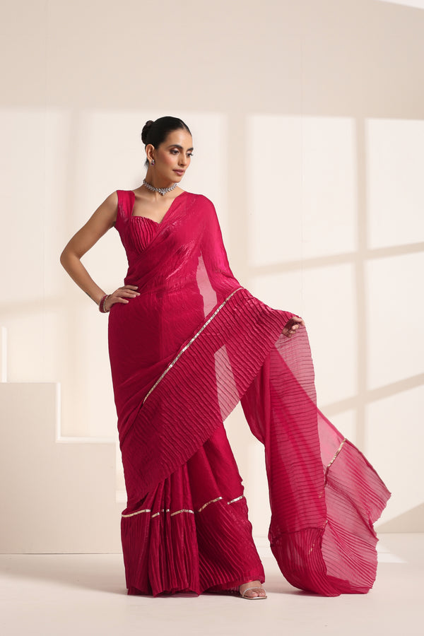 Wine Crush Saree with Shimmer Border