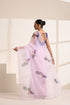 Light Pink Silk Organza Saree with Peacock Print