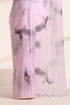 Light Pink Silk Organza Saree with Peacock Print