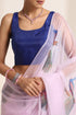 Light Pink Silk Organza Saree with Peacock Print