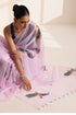 Light Pink Silk Organza Saree with Peacock Print